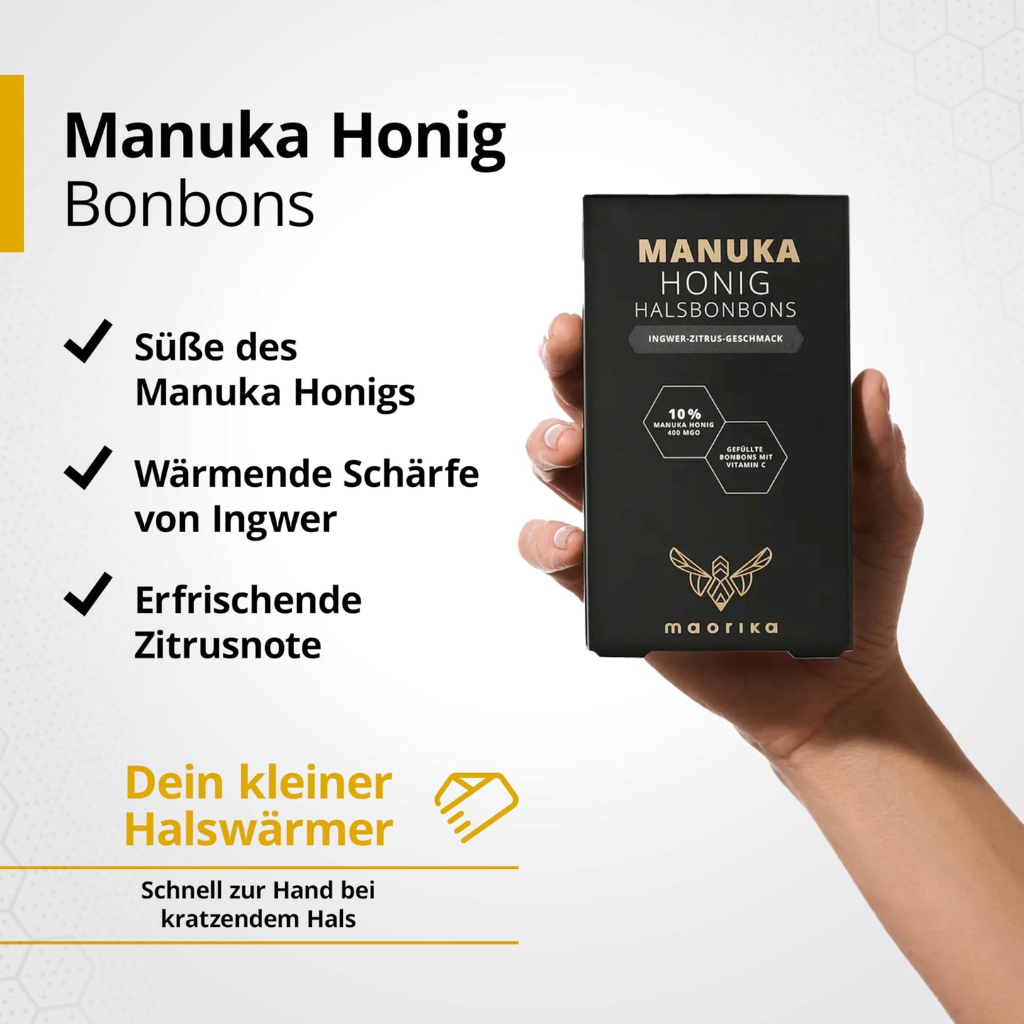 Manuka Honig Bonbons mit erfrischend-belebendem Ingwer Zitrus Geschmack