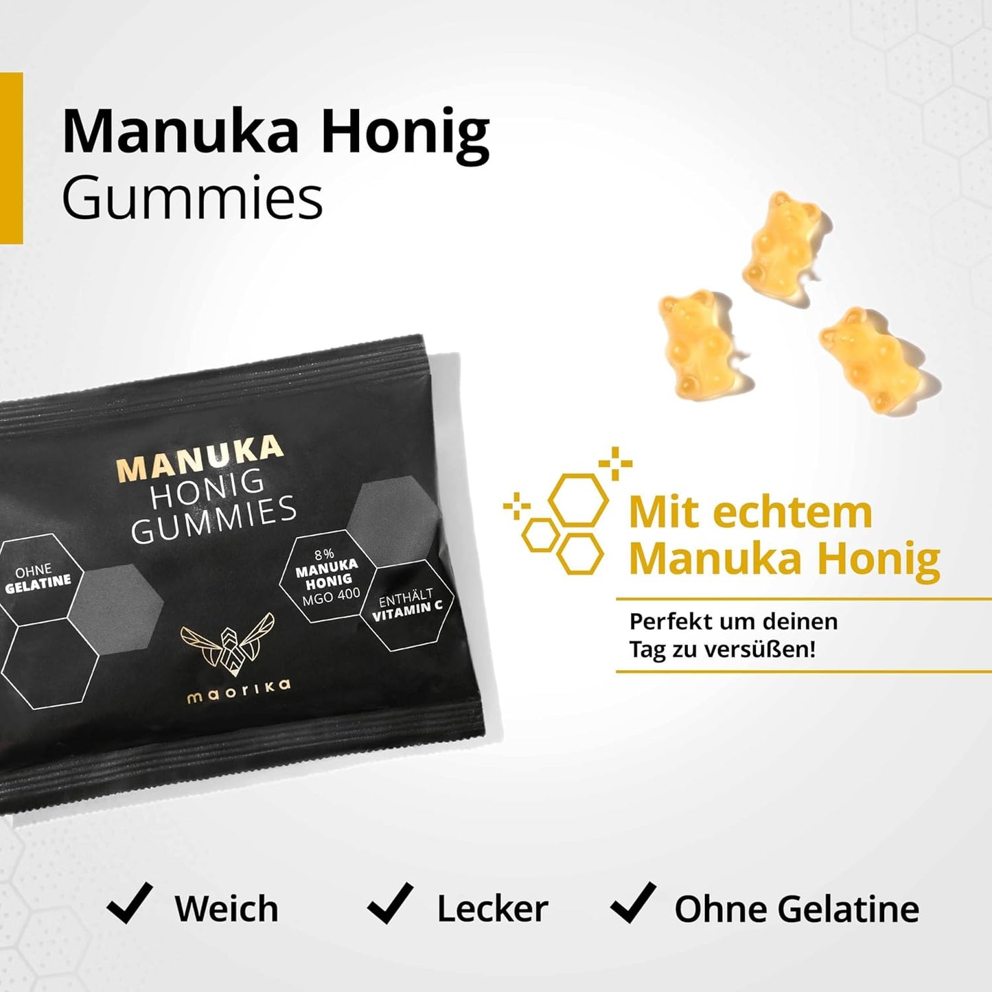 Manuka GUMMIES mit Manuka Honig MGO 400 + Vitamin C und ohne Gelatine