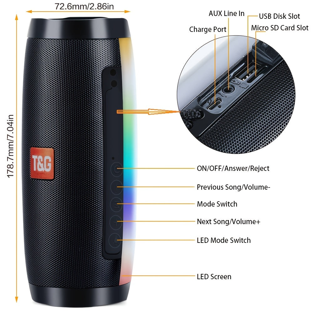 Kabelloser Lautsprecher, wasserdichter Lautsprecher mit buntem LED-Licht