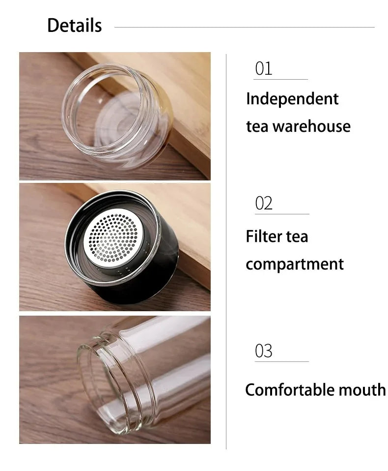Tee Wasser Flasche Hohe Borosilikatglas