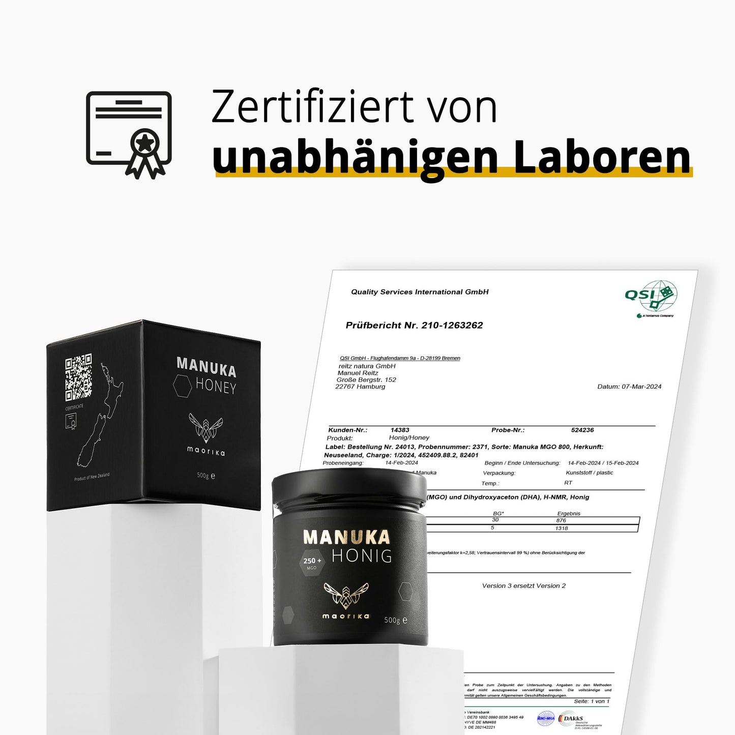 Maorika - Manuka Honig 250 MGO + 150g im Glas