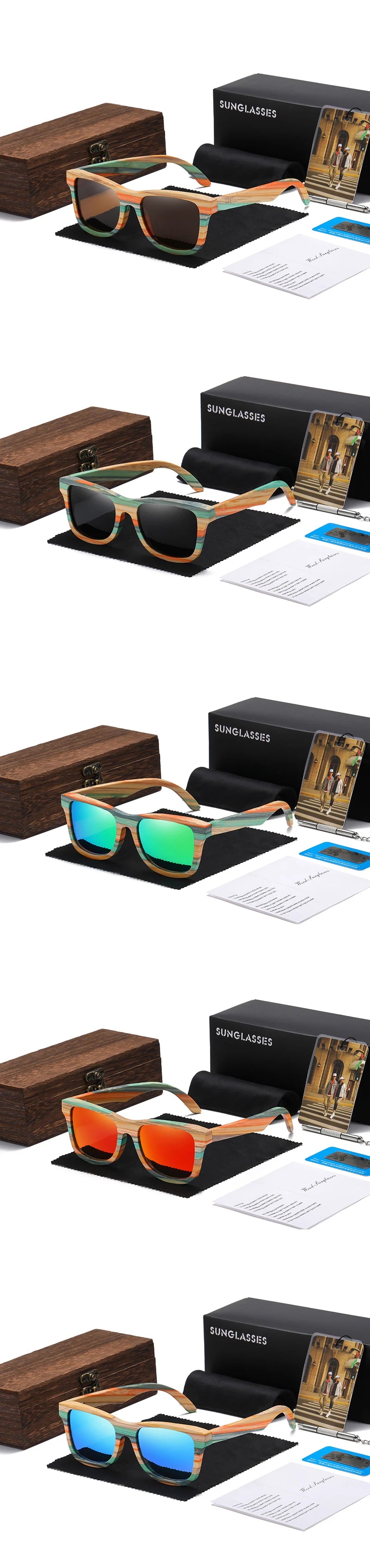 GM Mode Skateboard Holz Bambus Sonnenbrille Polarisierte