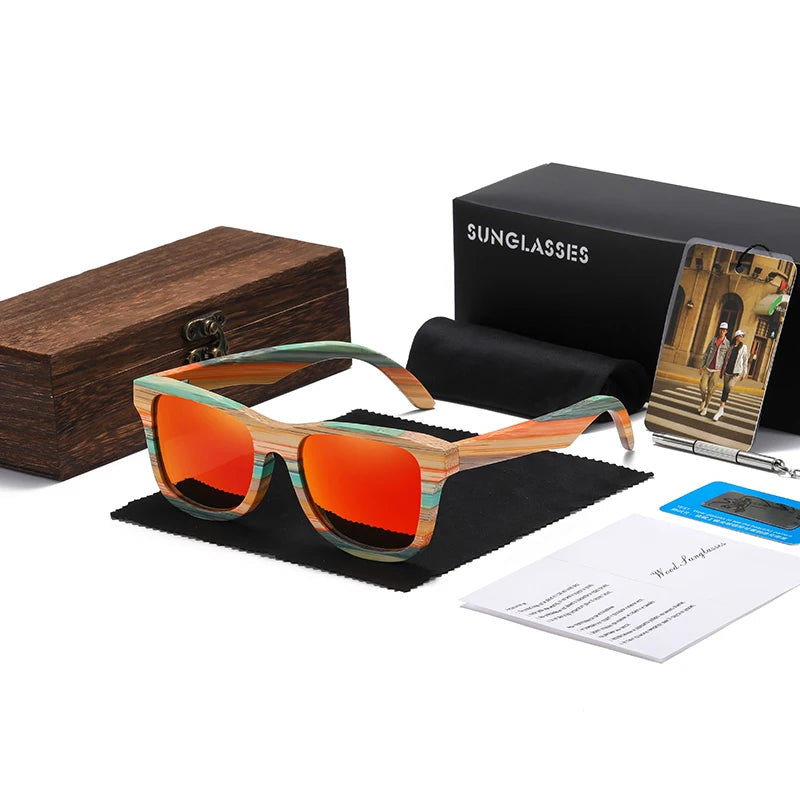 GM Mode Skateboard Holz Bambus Sonnenbrille Polarisierte