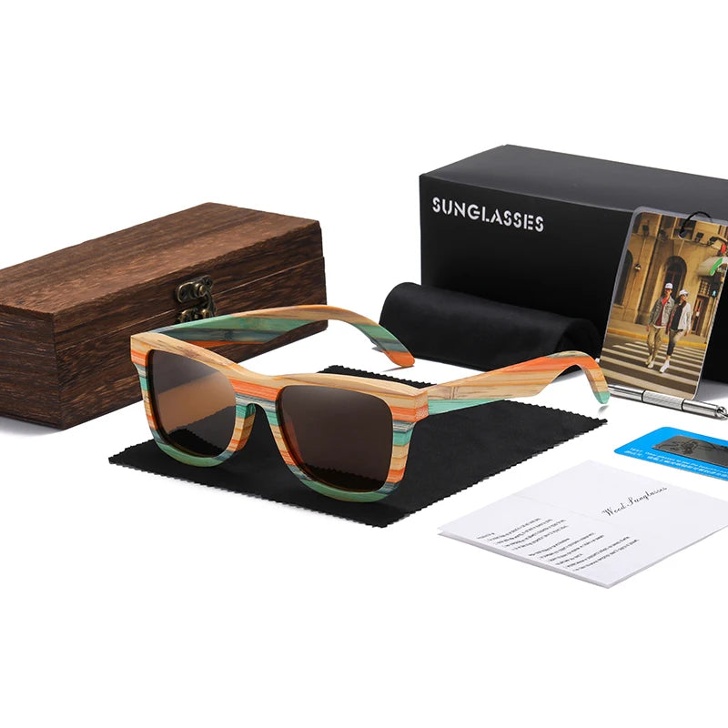 GM Mode Skateboard Holz Bambus Sonnenbrille Polarisierte