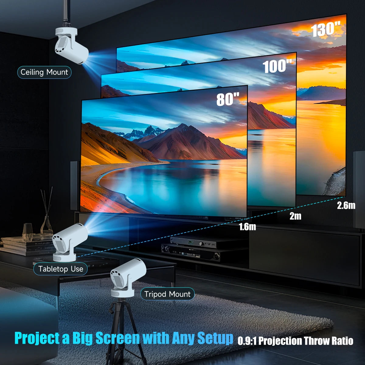 Magcubic 4K Android 11 Tragbarer Projektor 8000 Lumen