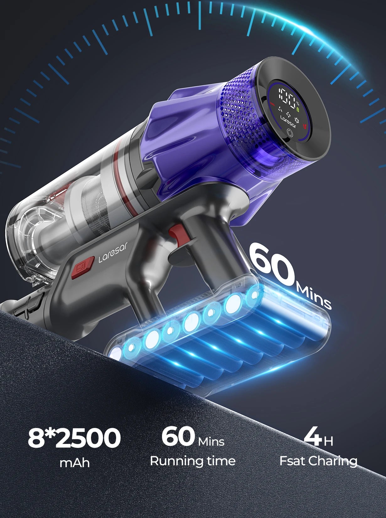 Laresar V7 500 Saugleistung Akku-Staubsauger